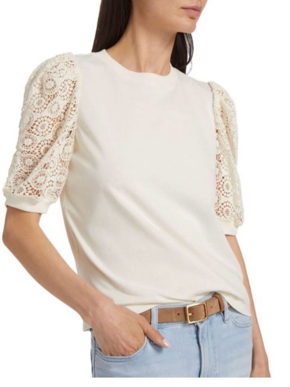 FRAME Frankie Lace Puff
Sleeve T-Shirt size XS